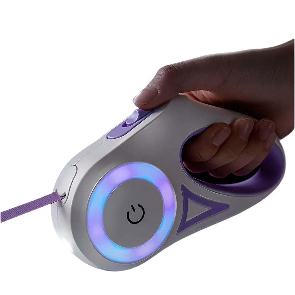 Automatic Retractable Dog Leash with Built-In LED Collar | Hands-Free Control for Pets